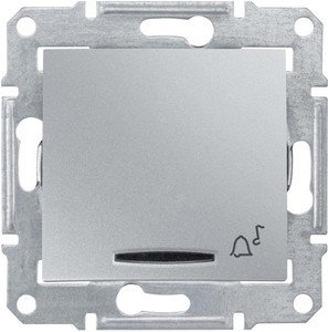 Фото Schneider Electric Sedna SDN1700160 Кнопка для звонка (10 А/12 В, под рамку, синяя подсветка, скрытая установка, алюминий)