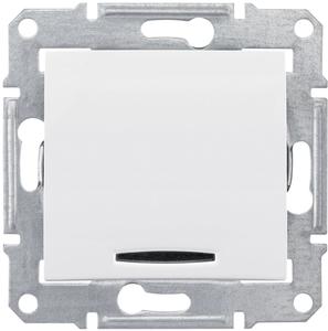 Фото Schneider Electric Sedna SDN0201221 Выключатель одноклавишный с красной подсветкой (16 А, под рамку, 2P, скрытая установка, белый)