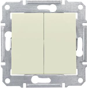 Фото Schneider Electric Sedna SDN0600147 Переключатель двухклавишный (10 А, под рамку, скрытая установка, бежевый)
