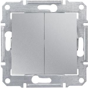 Фото Schneider Electric Sedna SDN0600160 Переключатель двухклавишный (10 А, под рамку, скрытая установка, алюминий)