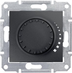 Фото Schneider Electric Sedna SDN2200770 Светорегулятор поворотный (325 Вт, R+C, под рамку, скрытая установка, графит)