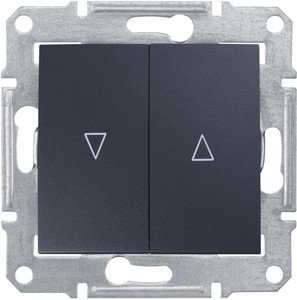 Фото Schneider Electric Sedna SDN1300170 Выключатель для жалюзи (10 А, без фиксации, под рамку, скрытая установка, графит)