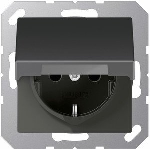 Фото Jung Eco profi EP421KLAN Розетка с заземляющим контактом (16 А, под рамку, крышка, скрытая установка, антрацит)