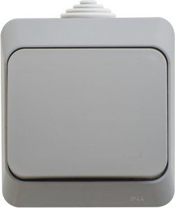 Фото Schneider Electric Этюд BA10-041C Выключатель одноклавишный (10 А, в сборе, открытая установка, IP44, серый)