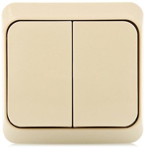 Фото Schneider Electric Этюд BA10-006K Выключатель двухклавишный с подсветкой (10 А, в сборе, открытая установка, кремовый)