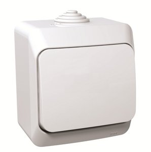 Фото Schneider Electric Этюд BA10-046B Переключатель одноклавишный (10 А, в сборе, открытая установка, IP44, белый)