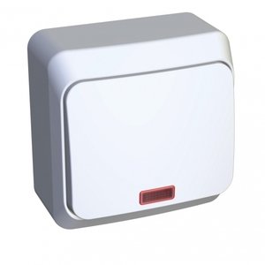 Фото Schneider Electric Этюд BA10-007B Переключатель одноклавишный (10 А, в сборе, открытая установка, подсветка, белый)