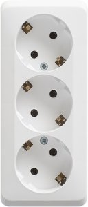 Фото Schneider Electric Этюд PA16-011B Розетка тройная с заземляющим контактом (16 А, в сборе, открытая установка, белая)