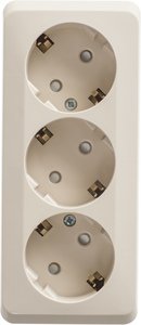 Фото Schneider Electric Этюд PA16-012K Розетка тройная с заземляющим контактом и шторками (16 А, в сборе, открытая установка, кремовая)