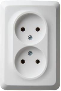 Фото Schneider Electric Этюд PA16-105B Розетка двойная угловая (16 А, в сборе, открытая установка, белая)