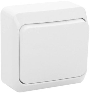 Фото Schneider Electric Этюд KA10-001B Выключатель однокнопочный (10 А, в сборе, открытая установка, белый)
