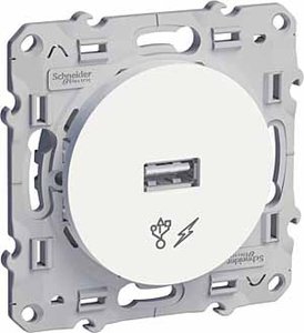 Фото Schneider Electric Odace S52R408 Розетка USB (USB, под рамку, скрытая установка, белая)