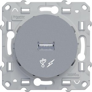 Фото Schneider Electric Odace S53R408 Розетка USB (USB, под рамку, скрытая установка, алюминий)