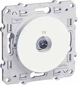 Фото Schneider Electric Odace S52R445 Розетка телевизионная (TV, под рамку, скрытая установка, белая)