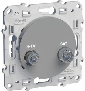 Фото Schneider Electric Odace S53R454 Розетка телевизионная (TV/Radio+SAT, под рамку, скрытая установка, алюминий)