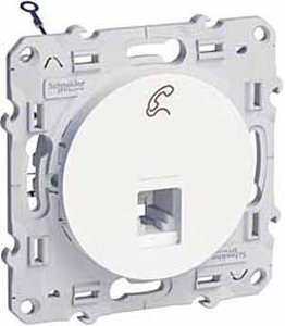 Фото Schneider Electric Odace S52R497 Розетка телефонная (RJ12, под рамку, скрытая установка, белая)