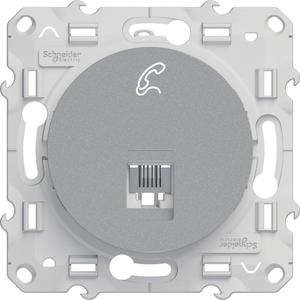 Фото Schneider Electric Odace S53R497 Розетка телефонная (RJ12, под рамку, скрытая установка, алюминий)