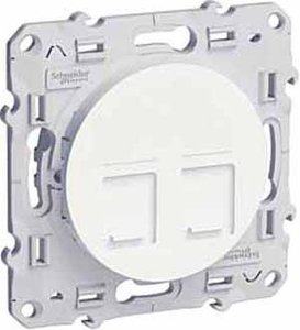 Фото Schneider Electric Odace S52R481 Розетка компьютерная (2xRJ45, cat.5e, под рамку, скрытая установка, белая)