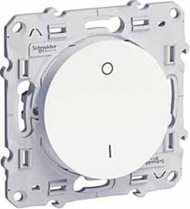 Фото Schneider Electric Odace S52R262 Выключатель одноклавишный двухполюсный (16 А, с возм. подсветки, под рамку, скрытая установка, белый)