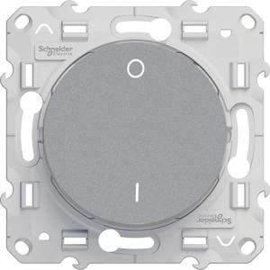 Фото Schneider Electric Odace S53R262 Выключатель одноклавишный двухполюсный (16 А, с возм. подсветки, под рамку, скрытая установка, алюминий)