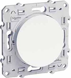 Фото Schneider Electric Odace S52R206 Выключатель однокнопочный (10 А, с возм. подсветки, под рамку, скрытая установка, белый)