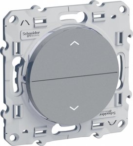 Фото Schneider Electric Odace S53R207 Выключатель для жалюзи (6 А, с возм. подсветки, без фиксации, под рамку, скрытая установка, алюминий)