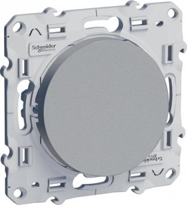 Фото Schneider Electric Odace S53R203 Переключатель одноклавишный (10 А, с возм. подсветки, под рамку, скрытая установка, алюминий)