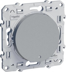 Фото Schneider Electric Odace S53R263 Переключатель одноклавишный с подсветкой (10 А, под рамку, скрытая установка, алюминий)