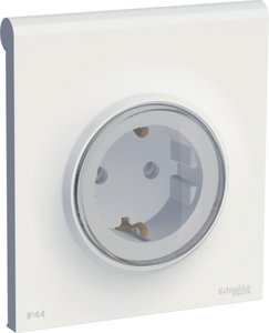 Фото Schneider Electric Odace S52R0370W Розетка с заземляющим контактом (16 А, в сборе, скрытая установка, крышка, белая)