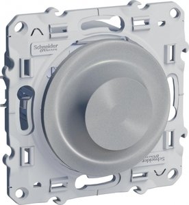 Фото Schneider Electric Odace S53R511 Светорегулятор поворотный (600 Вт, R+L, под рамку, скрытая установка, алюминий)