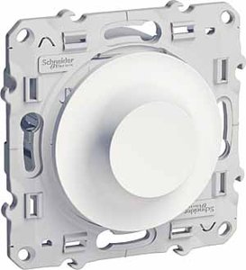 Фото Schneider Electric Odace S52R515 Светорегулятор поворотный (420 Вт, R+C+L, под рамку, скрытая установка, белый)
