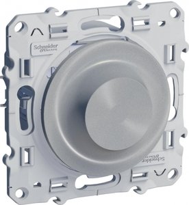Фото Schneider Electric Odace S53R515 Светорегулятор поворотный (420 Вт, R+C+L, под рамку, скрытая установка, алюминий)