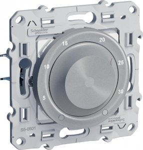 Фото Schneider Electric Odace S53R501 Термостат для электронагревательных приборов +5…+30°С (6-8 А, 220 В, под рамку, скрытая установка, алюминий)