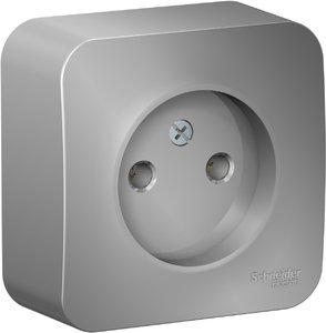Фото Schneider Electric Blanca BLNRA000113 Розетка одинарная с изоляционной пластиной (16 А, в сборе, открытая установка, алюминий)