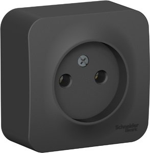 Фото Schneider Electric Blanca BLNRA000116 Розетка одинарная с изоляционной пластиной (16 А, в сборе, открытая установка, антрацит)