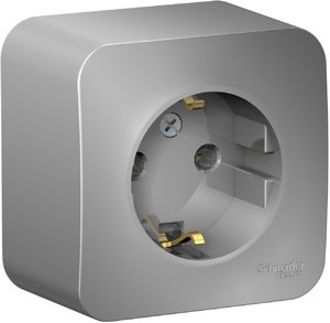 Фото Schneider Electric Blanca BLNRA010103 Розетка одинарная с заземляющим контактом (16 А, в сборе, открытая установка, алюминий)