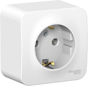 Фото Schneider Electric Blanca BLNRA010111 Розетка одинарная с заземляющим контактом и изоляционной пластиной (16 А, в сборе, открытая установка, белая)
