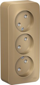 Фото Schneider Electric Blanca BLNRA001314 Розетка тройная с изоляционной пластиной (16 А, в сборе, шторки, открытая установка, титан)