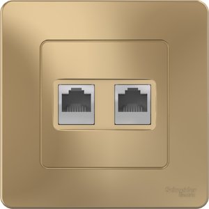 Фото Schneider Electric Blanca BLNIS045114 Розетка комбинированная (RJ45+RJ11, в сборе, скрытая установка, титан)