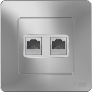 Фото Schneider Electric Blanca BLNIS045453 Розетка компьютерная (2xRJ45, в сборе, скрытая установка, алюминий)