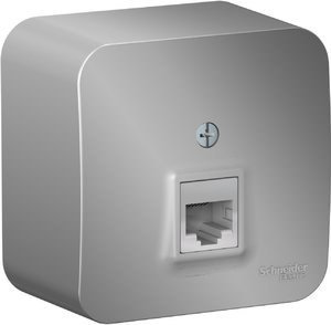 Фото Schneider Electric Blanca BLNIA011003 Розетка телефонная (RJ11, в сборе, открытая установка, алюминий)