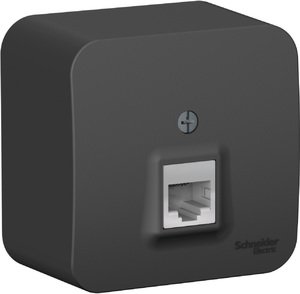 Фото Schneider Electric Blanca BLNIA011006 Розетка телефонная (RJ11, в сборе, открытая установка, антрацит)
