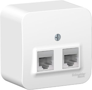 Фото Schneider Electric Blanca BLNIA045451 Розетка компьютерная (2xRJ45, в сборе, открытая установка, белая)