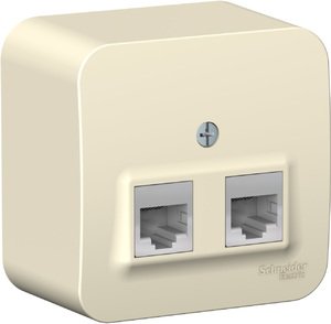 Фото Schneider Electric Blanca BLNIA045452 Розетка компьютерная (2xRJ45, в сборе, открытая установка, молоко)
