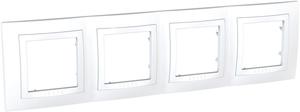Фото Schneider Electric Unica MGU2.008.18 Рамка 4-постовая с декоративным элементом (белая)