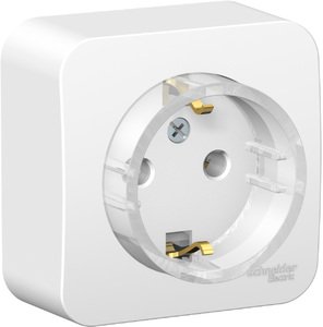 Фото Schneider Electric Blanca BLNRA110111 Розетка одинарная с заземляющим контактом и изоляционной пластиной (16 А, в сборе, открытая установка, белая)