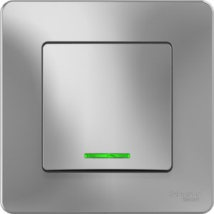 Фото Schneider Electric Blanca BLNVS010113 Выключатель одноклавишный (10 А, в сборе, подсветка, скрытая установка, алюминий)