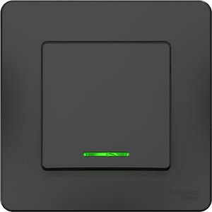 Фото Schneider Electric Blanca BLNVS010116 Выключатель одноклавишный (10 А, в сборе, подсветка, скрытая установка, антрацит)