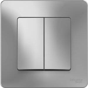 Фото Schneider Electric Blanca BLNVS010503 Выключатель двухклавишный (10 А, в сборе, скрытая установка, алюминий)