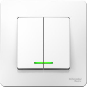 Фото Schneider Electric Blanca BLNVS010511 Выключатель двухклавишный (10 А, в сборе, подсветка, скрытая установка, белый)